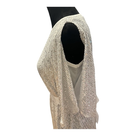 White with silver sequins mini dress —size S - Picture 7 of 9